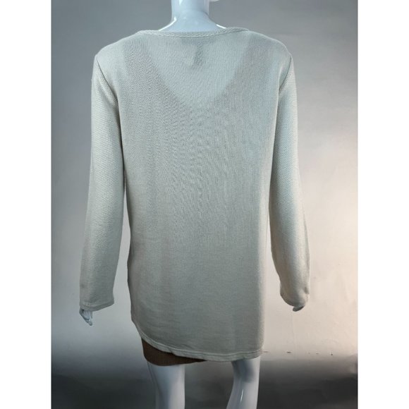 STYLE & CO Holiday Snow Globe Christmas Top Sz M Beige Cotton Blend Blemish - Picture 13 of 16